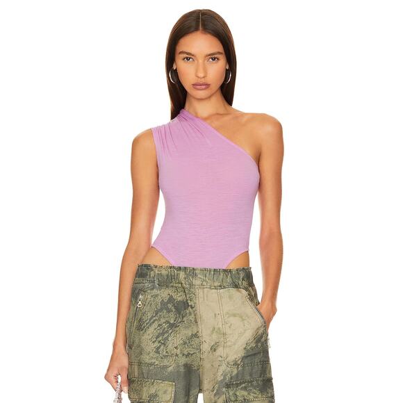 NWT Miaou Jade One Shoulder Bodysuit in Violet Purple Sz. S - Picture 1 of 9